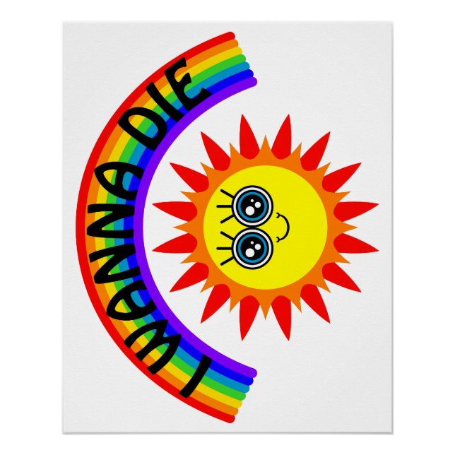 Póster Eu Quero Morrer - Arco-Íris Sorrindo Sol (Frente)