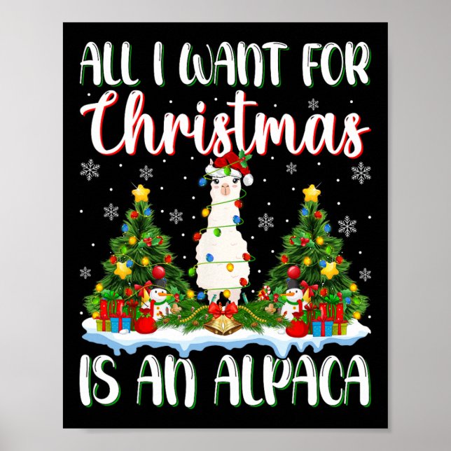 Poster Eu Quero O Natal É Um Alpaca Xmas Tree Lights (Frente)