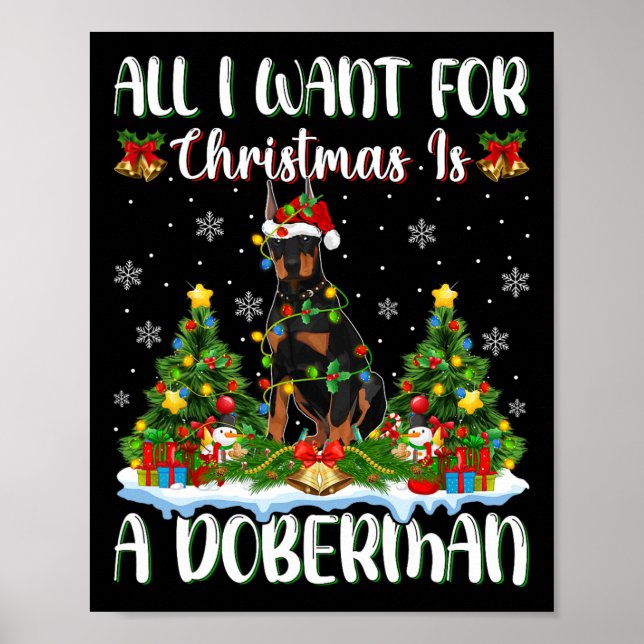 Poster Eu Quero O Natal É Um Cachorro Doberman Xmas Tree  (Frente)