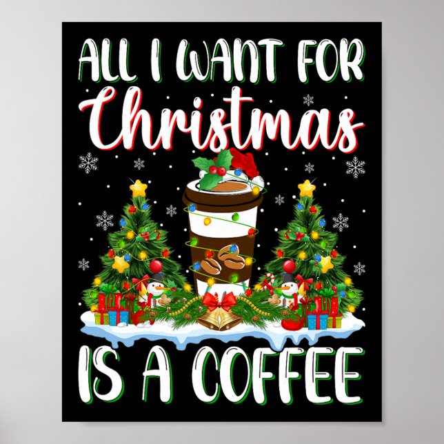 Poster Eu Quero O Natal É Um Café Xmas Tree Lights (Frente)