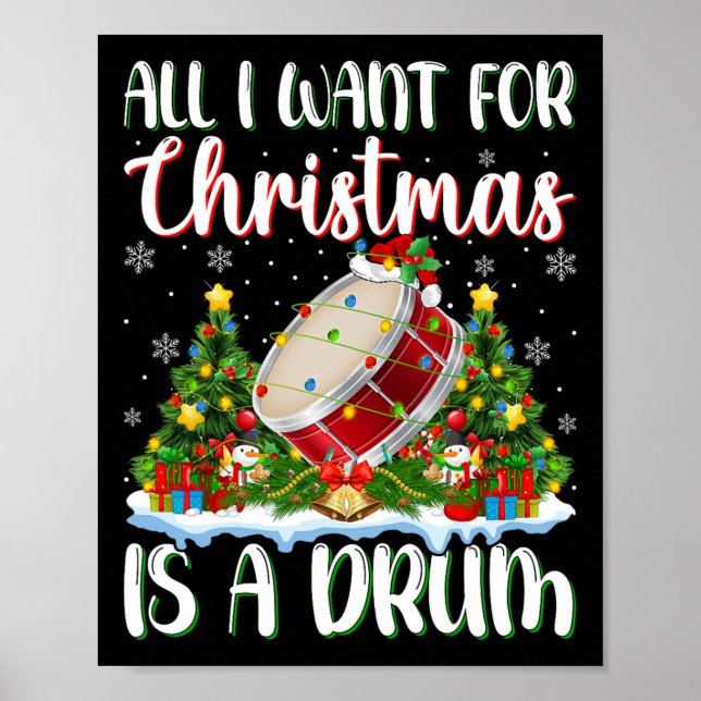 Poster Eu Quero O Natal É Um Drum Xmas Tree Lights (Frente)