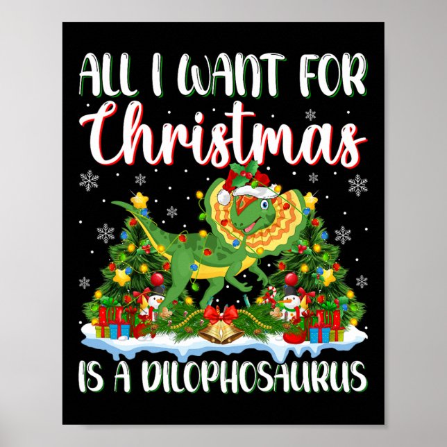 Poster Eu Quero O Natal É Uma Árvore De Xmas Dilophossaur (Frente)
