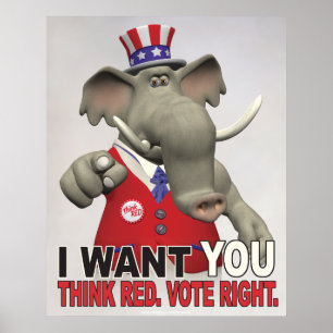 Poster Eu quero-o - pense o direito vermelho do voto