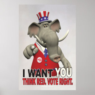 Poster Eu quero-o - pense o direito vermelho do voto