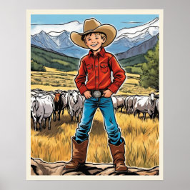 Poster Eu Quero Ser Uma Arte Gráfica De Meninos De Cowboy