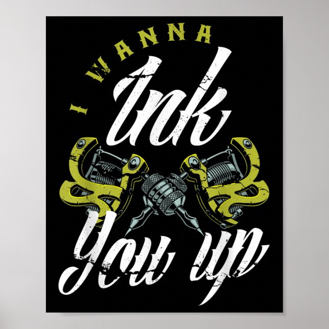 Poster Eu Quero Tocar Tatuagens Engraçado Tatuador Que (Frente)