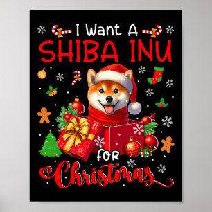 Poster Eu Quero Um Shiba Inu Para Papais noeis De Natal C