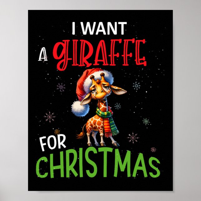 Poster Eu Quero Uma Girafa Para O Natal Engraçado Por Um  (Frente)