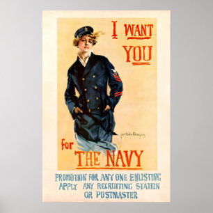 Poster Eu Quero Você para a Marinha 1917 WW1 CARTAZ IMPRE