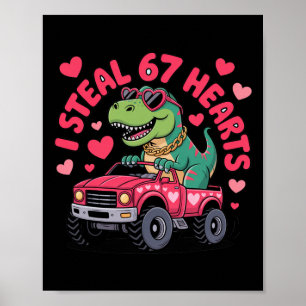 Poster Eu Roubo Corações 67 T-rex Dia dos Namorados Engra