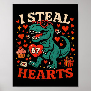 Poster Eu Roubo Corações 67 T-rex Dinossauro Divertido do