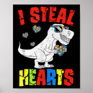 Poster Eu Roubo Corações Dinossauro Autismo Conscientista