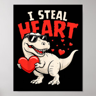 Poster Eu Roubo Corações Dinossauros Valentines Para Meni