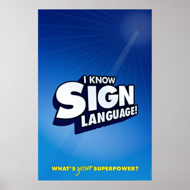 Póster Eu sei linguagem gestual. (ASL) (Frente)