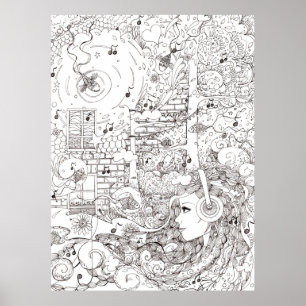 Poster Eu sentei-me pelo oceano - ilustração