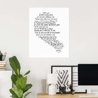 Poster Eu Sinto Saudades Texto em Metade do Coração