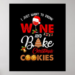 Poster Eu só quero beber vinho assares de Natal
