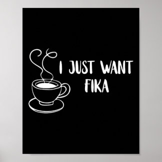 Poster Eu Só Quero Fika Café Suécia Tradição Sueca F