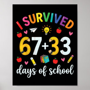 Poster Eu Sobrevivi 100 Dias De Escola Seis Sete Meme Ens