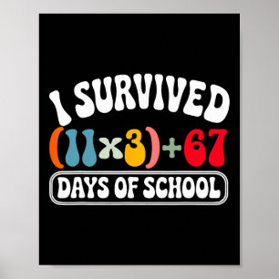 Poster Eu Sobrevivi 100 Dias Escola Groovy Equação Matemá