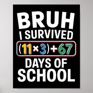 Poster Eu Sobrevivi 100 Dias na Escola Bruh Equação Matem