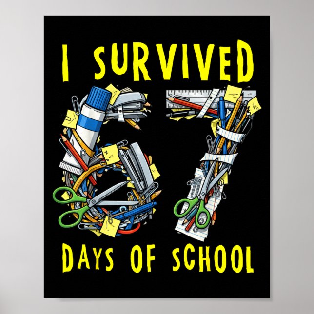 Poster Eu Sobrevivi 67 + 33 Dias De Escola Matemática do  (Frente)