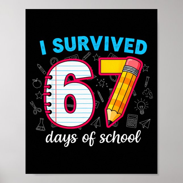 Poster Eu Sobrevivi 67 Dias De Escola Engraçado 67 Profes (Frente)