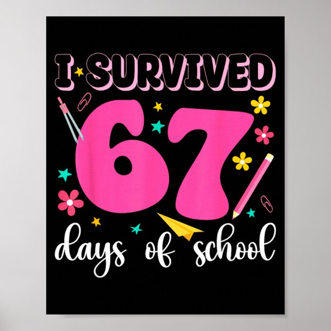 Poster Eu Sobrevivi 67 Dias De Escola Meme Engraçado Prof (Frente)