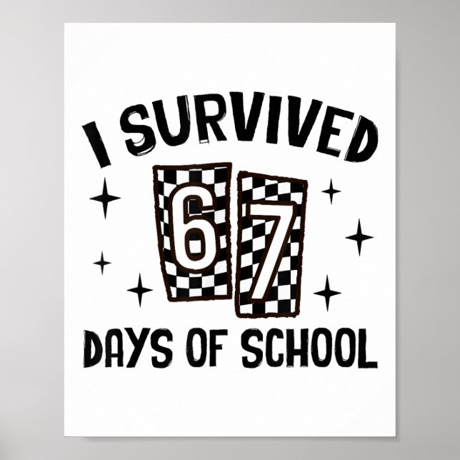 Poster Eu Sobrevivi 67 Dias De Escola Seis Sete Meme Prof (Frente)