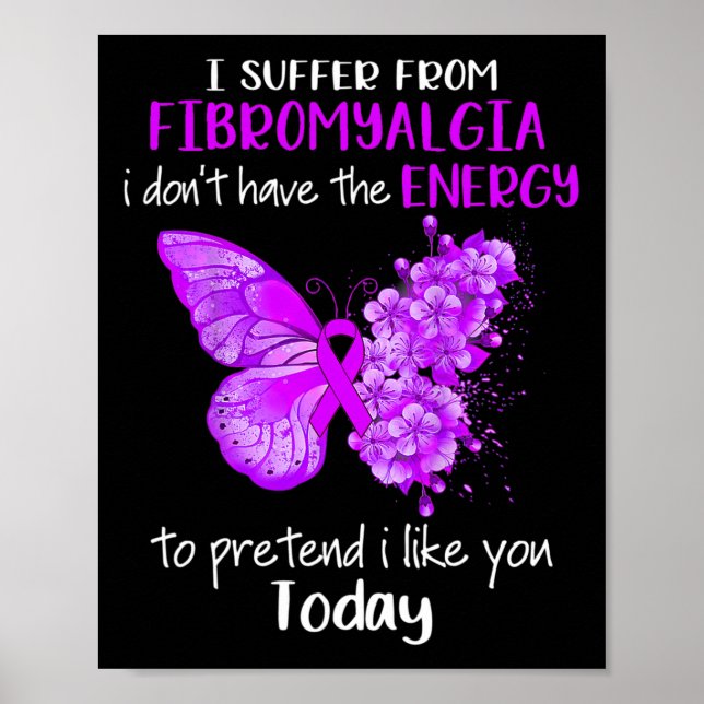 Poster Eu Sofro de Fibromialgia Sensibilização Borboleta (Frente)