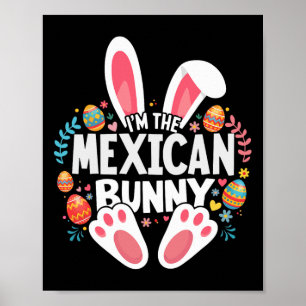 Poster Eu sou a família mexicana de Páscoas coelhinhos.