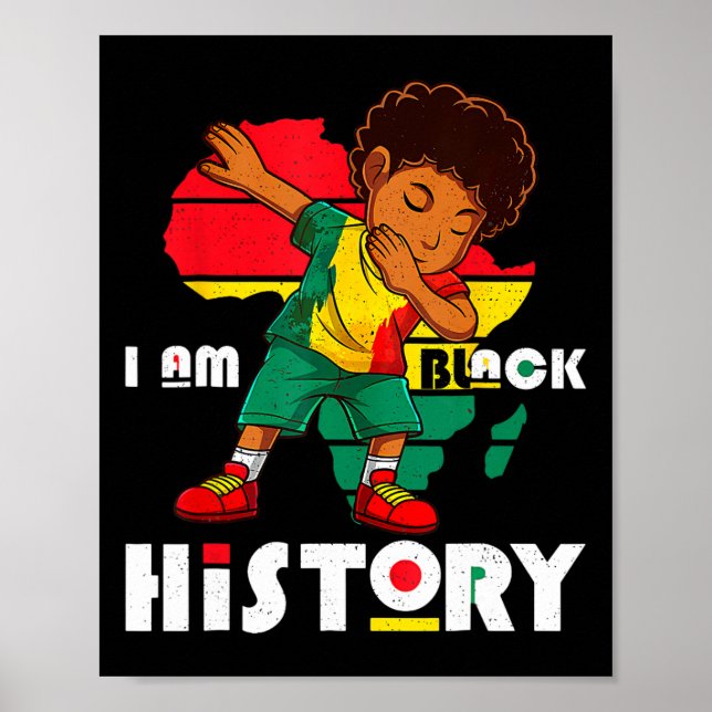 Poster Eu sou a História Negra Mês Crianças Meninos Afro- (Frente)