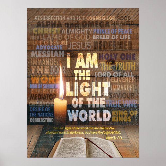 Poster Eu sou a Luz do Mundo - John 8:12 (Frente)