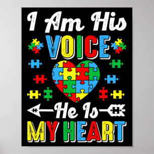Poster Eu Sou A Voz Dele Ele É Meu Coração Autismo Mãe Au