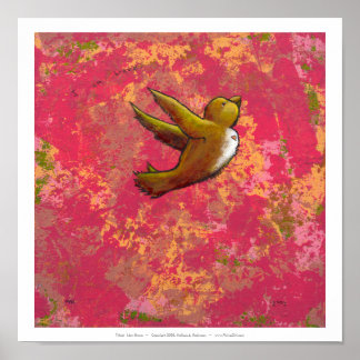 Póster Eu sou corajoso - belo pássaro divertido com coraç