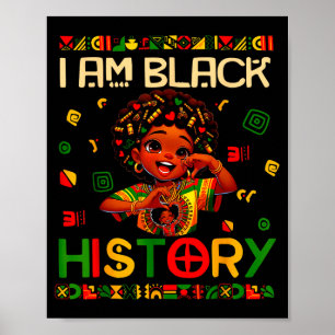 Poster Eu Sou História Negra Menina Afro-Americana Negra