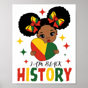 Poster Eu Sou Negra História Crianças Meninas Coração His