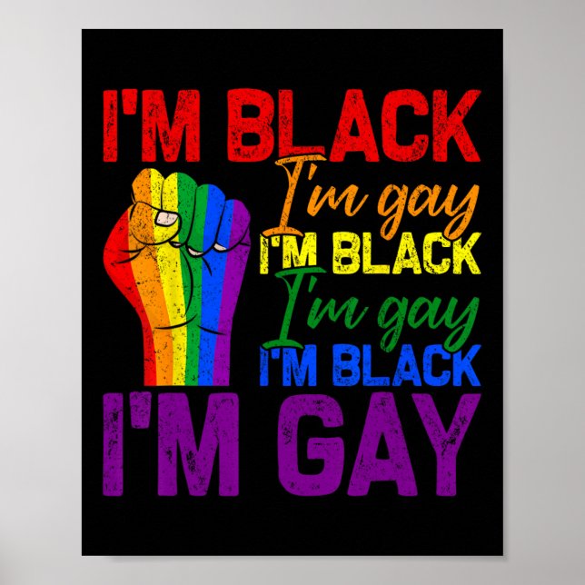 Poster Eu sou negro eu sou gay punho poderoso orgulho lgb (Frente)