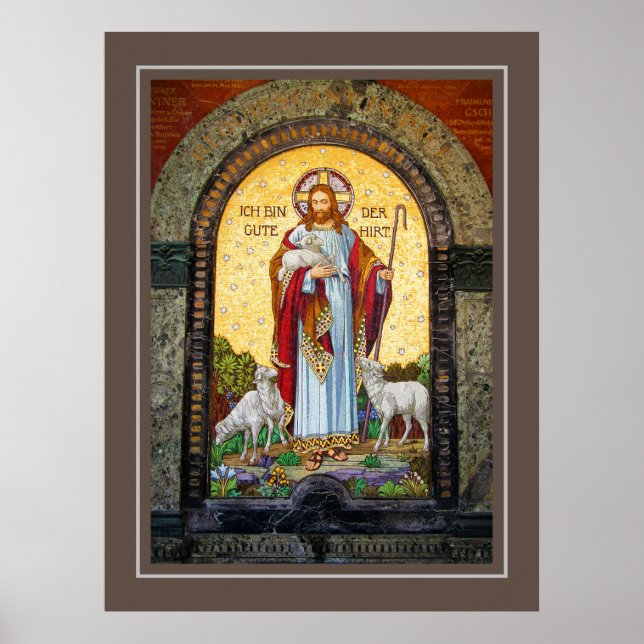 Poster "EU SOU O BOM SHEPHERD" John 10:11 Arte Mosaica (Frente)