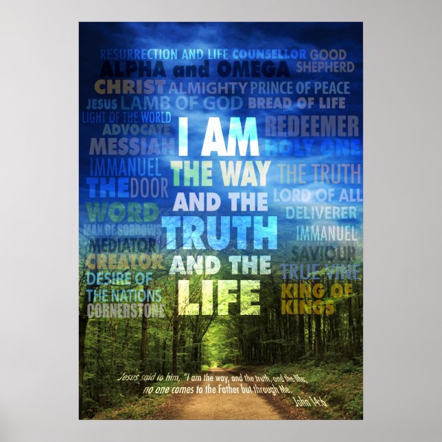 Poster Eu sou o caminho e a verdade e a vida - John 14: (Frente)