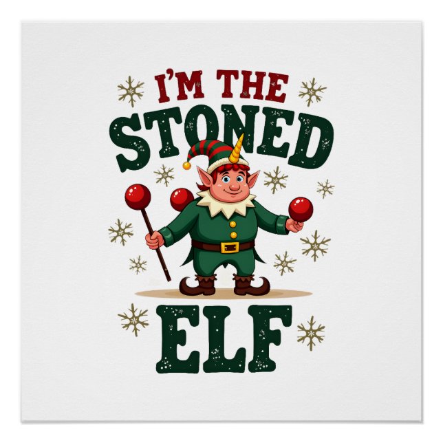 Póster Eu Sou O Elfo Chapado Natal Antigo Dabbing Unico (Frente)