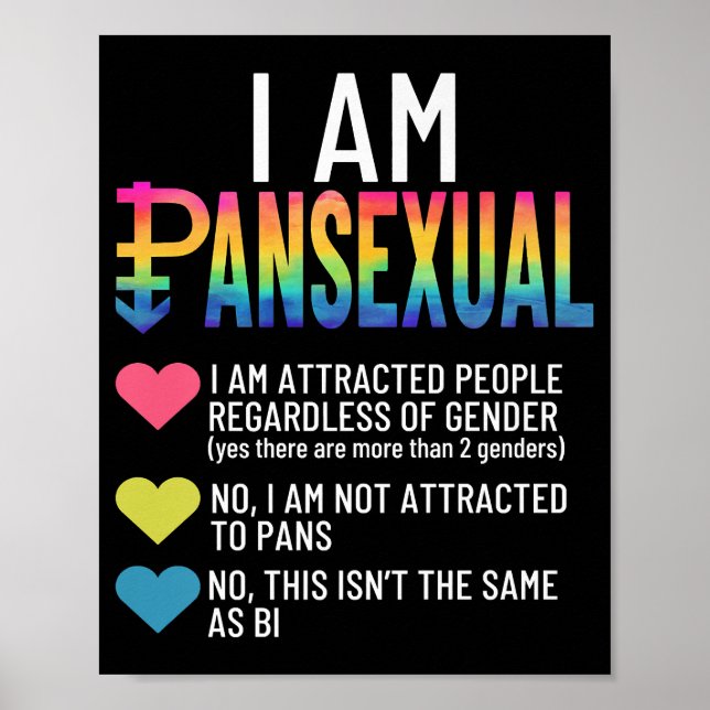 Poster Eu Sou Pansexual - LGBTQIA Orgulho Arco-Íris Coraç (Frente)