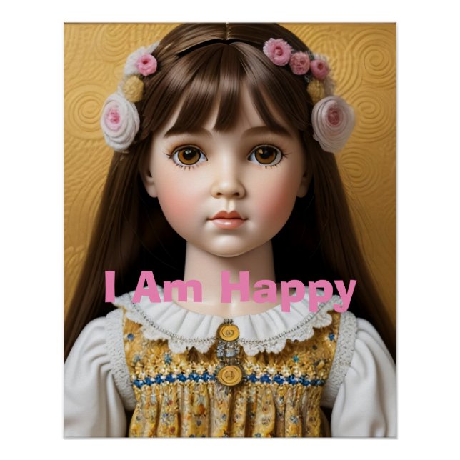 Póster Eu sou Poster de Afirmação de Boneca Feliz (Frente)