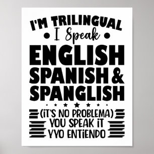 Poster Eu sou Trilíngue Eu falo espanhol e espanhol inglê
