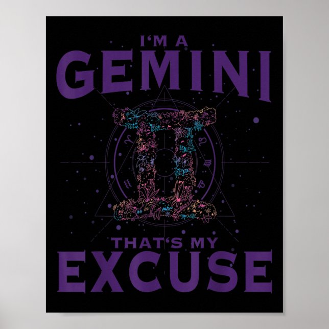 Poster Eu Sou Um Gemini Sinal Zodíaco Gêmeos de Arte Gráf (Frente)