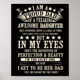 Poster Eu Sou Um Pai Orgulhoso De Uma Filha Incrível.