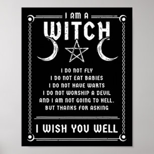 Poster Eu Sou Uma Bruxa Wicca Halloween Pagan Costume