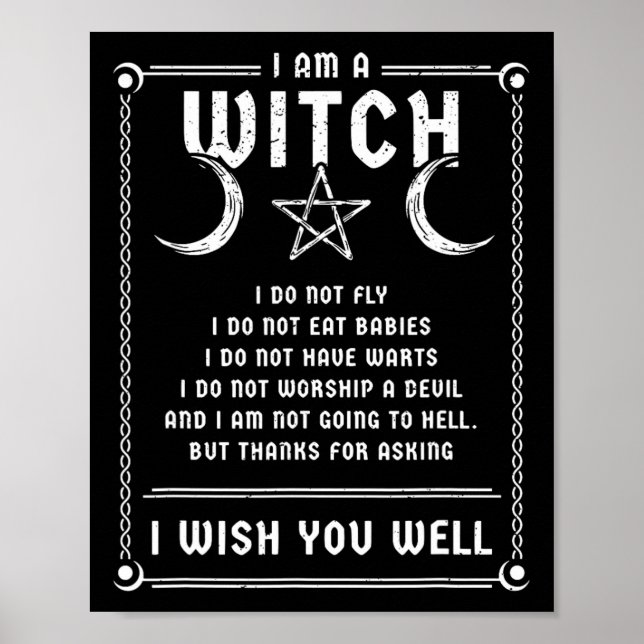 Poster Eu Sou Uma Bruxa Wicca Halloween Pagan Costume (Frente)