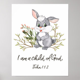 Poster Eu Sou Uma Criança De Deus, Crianças Bíblias Verso