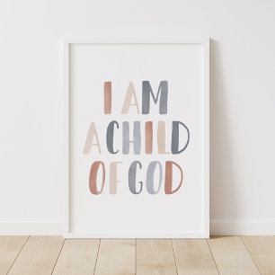 Poster Eu sou uma Criança de Deus Decoração Boho Quarto I